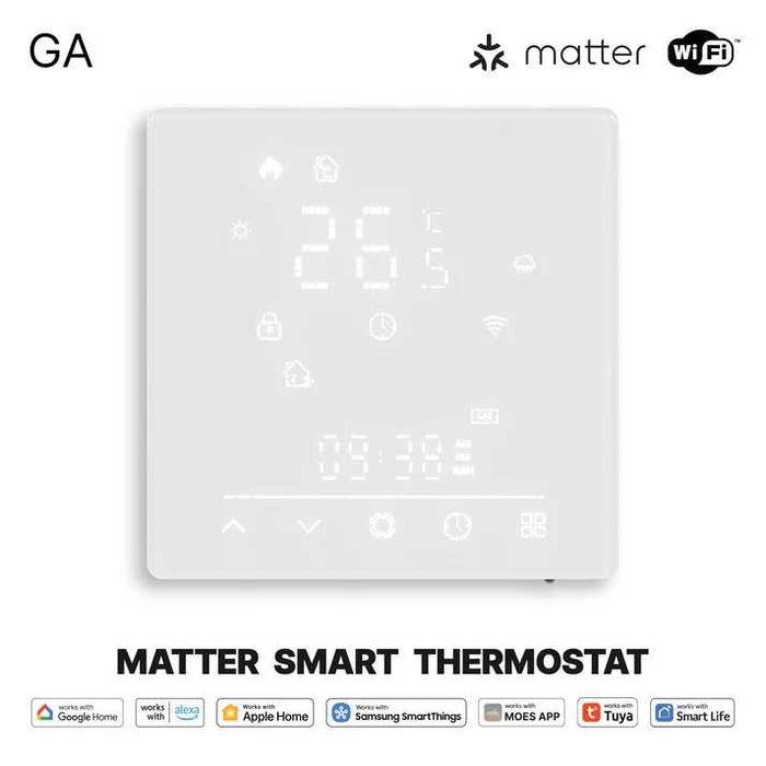 MOES Matter WiFi Smart Thermostat WHT-S02-GA-WH-MS Tuya Alexa Google