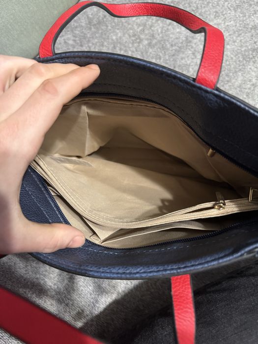 Geanta Tommy Hilfiger Piele Navy Blue