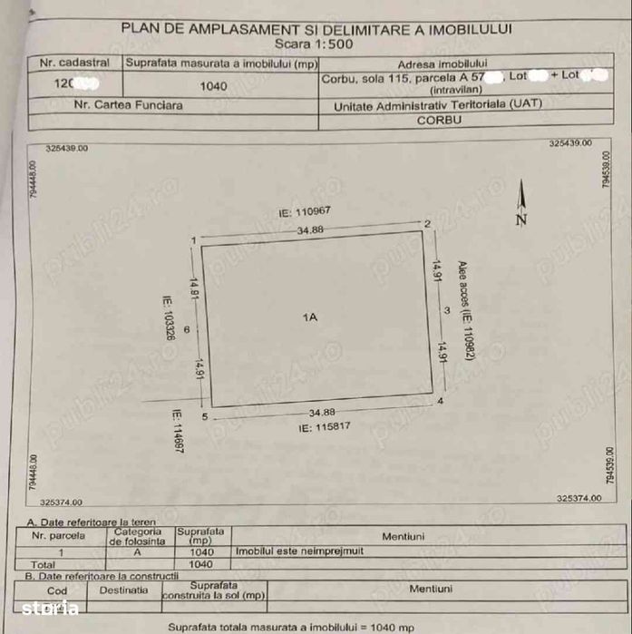 Ocazie investitie - Teren intravilan - vedere la mare - Plaja Corbu