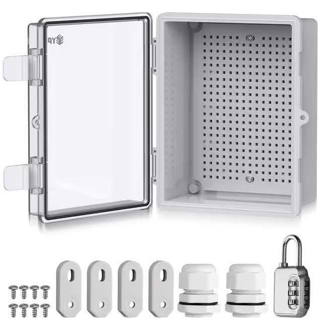 Cutie de distributie 22x17x11cm, IP65, tablou electric, plastic ABS, capac transparent, Rezistenta la Apa, Praf si UV, Gri Deschis