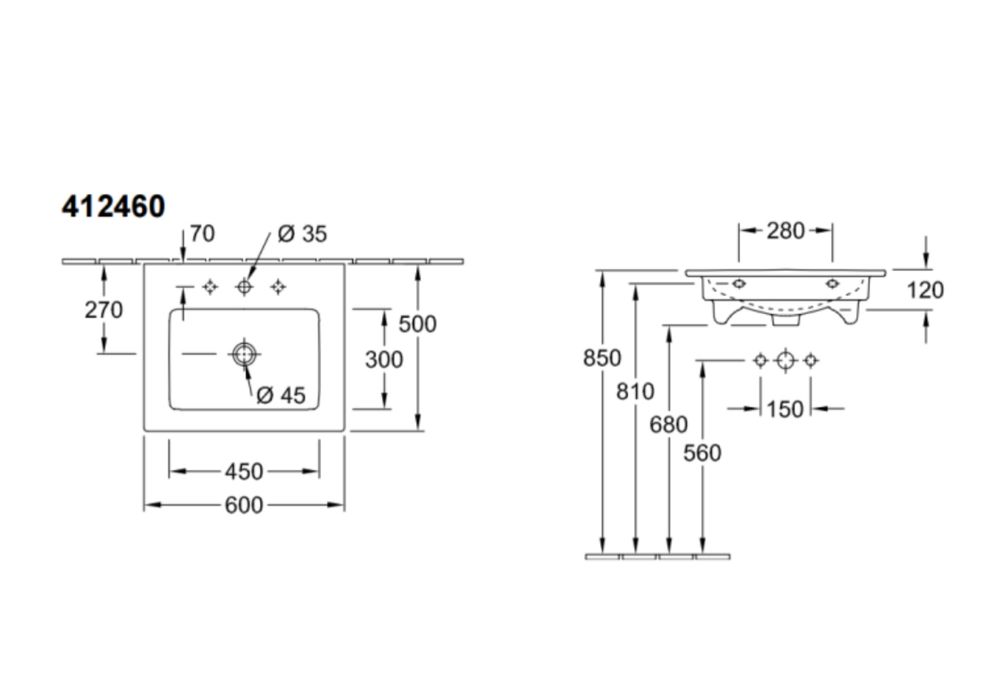 Villeroy & Boch Venticello, model 41246001 – Lavoar / Chiuvetă baie