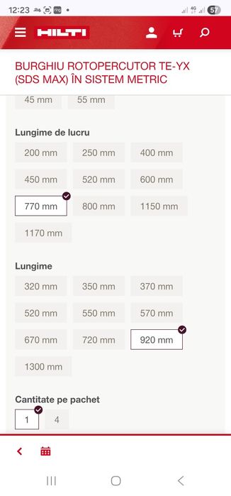 Burghiu Hilti TE-YX 32/92 SDS Max 32 mm x800 (lucru)made Germany