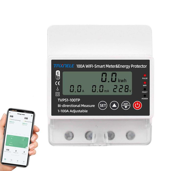 Монофазен WIFI смарт електромер множество защити Tuya Smart Life 100А