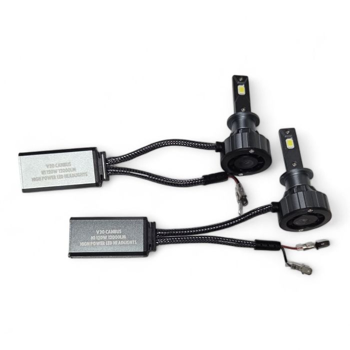 Set 2 Becuri LED H1 Canbus 120W – 12000 LM, 6000K Alb Rece, V20
