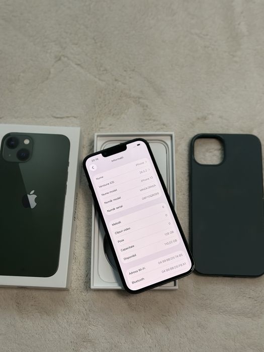iPhone 13 Green impecabil 128 GB 88% full box + husa