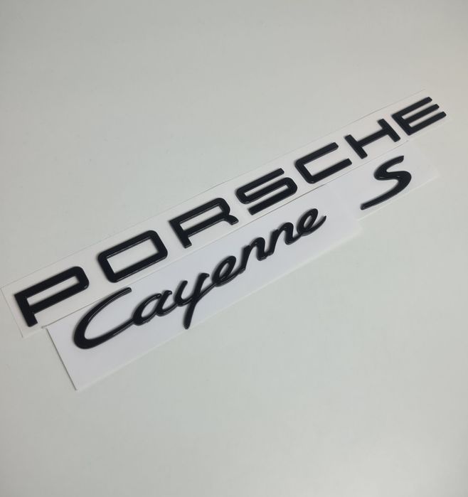 Pachet-Set-Emblema-Sigla-Logo-Stema-Spate-Haion-Porsche-Cayenne-Panamera-Macan-Negru-Lucios-Full-Black-Turbo-4-S-GTS