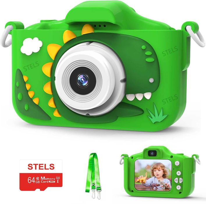 Детски фотоапарат STELS X350, 64GB карта, Селфи, Full HD, Игри