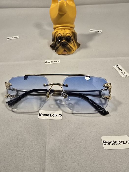 Set Ochelari de soare Cartier, Gold Frame, Blue Lenses, 8809