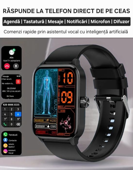 Smartwatch Medical Video în ROMÂNĂ. Sănătate/Sport/SOS. Apeluri/Mesaj