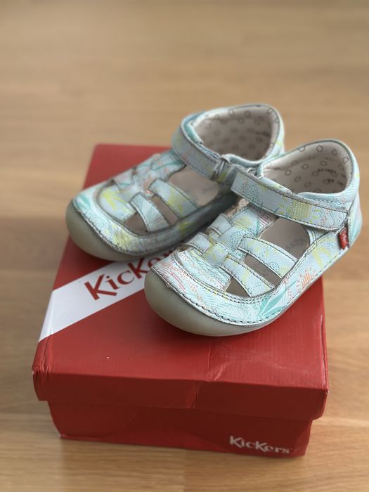 Sandale Kickers din piele, inchidere velcro, 25 EU, interior 15.7 cm