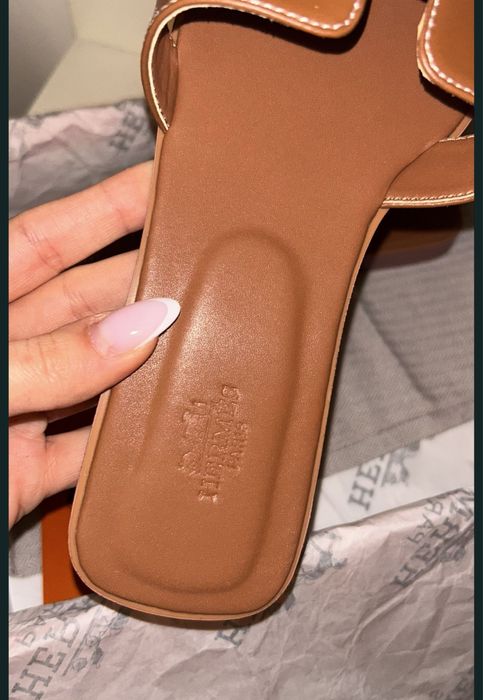 Papuci Hermes Oran piele pe stoc 38