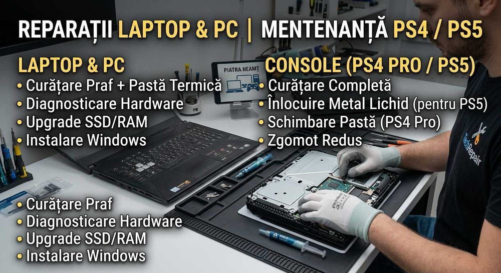 Servicii Reparații & Mentenanță Laptop, PC & Console