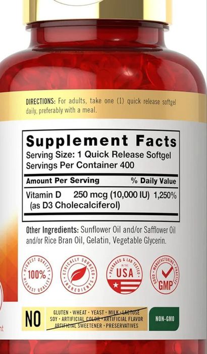 Vitamin D Витамин Д 10 000, 400 капсул из Америки.