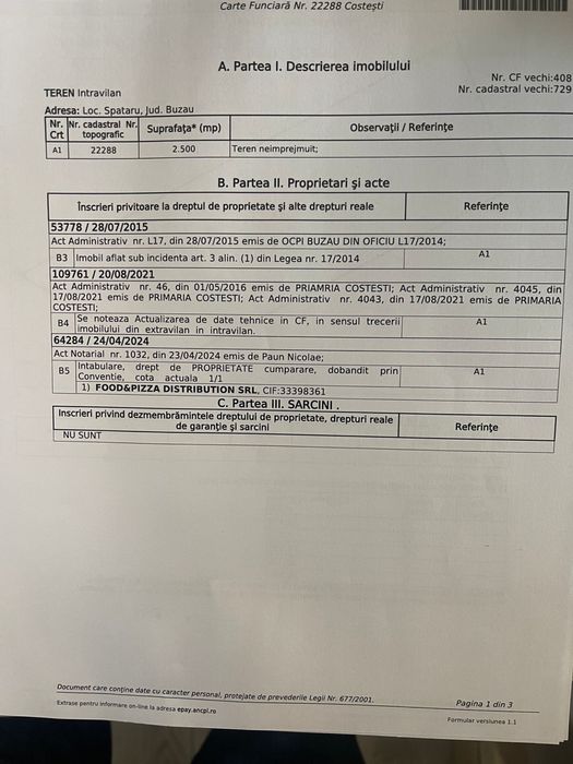 Vand teren intravilan