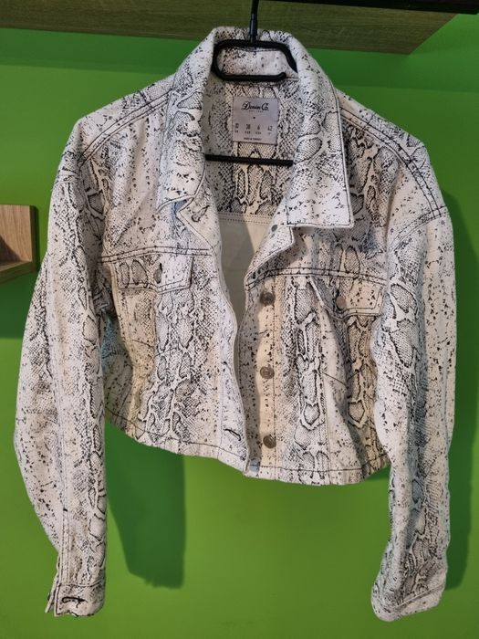 Geaca blugi, animal print, scurta, Denim Co, marime 38