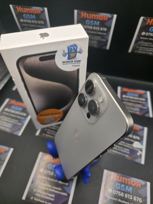 iPhone 15 Pro / Natural Titanium / 128GB / 100% Baterie / Garanție