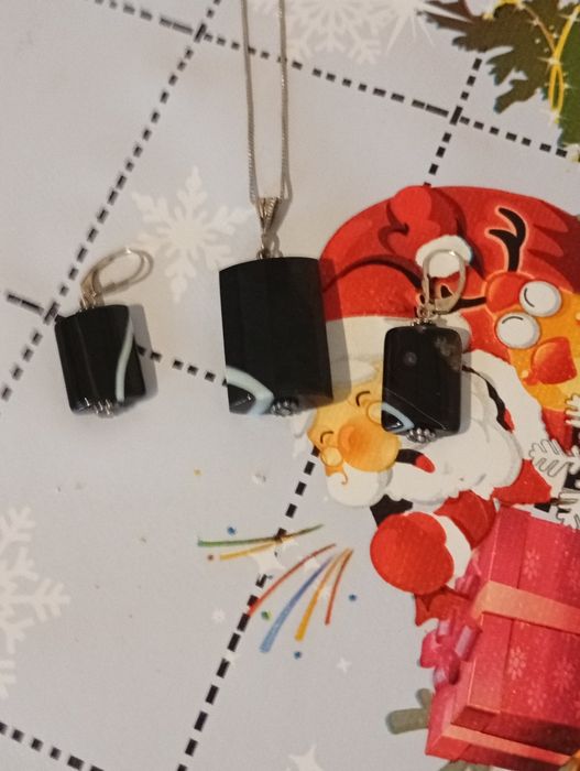 Vând set argint onix natural