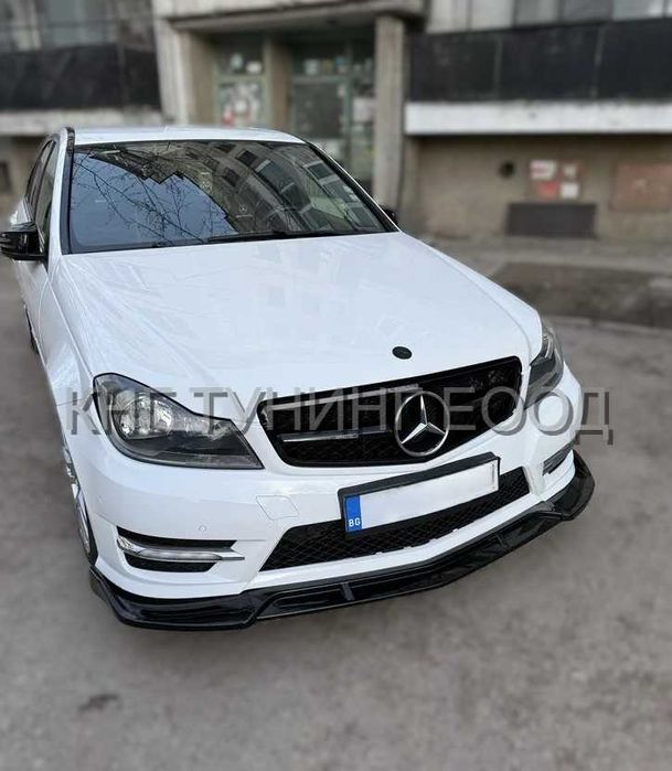 Брабус преден лип спойлер за мерцедес в204 фейс амг / mercedes w204 facelift amg lip spoiler brabus / добавка за предна броня / нож
