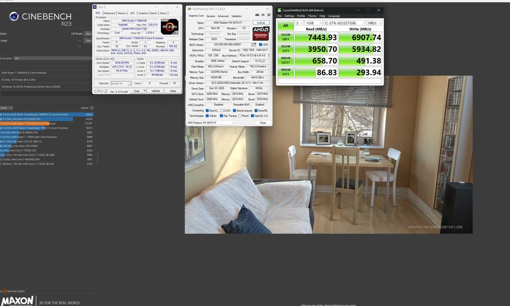 Mini ITX PC,RX 9700XT, 32Gb 6400Mhz, ryzen 7 7800x3d, 850w PSU )