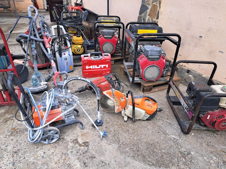 Vând cositoare gazon benzina placa compactoare Mai cilindru compactor talpa vibranta vibrator beton drujba Generator trifazic pompa zugravit masina
