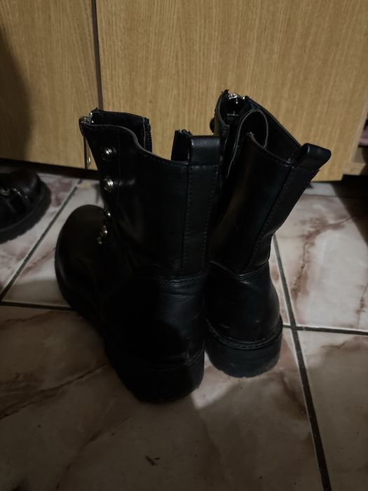 Ghete negre cu fermoar dama din piele