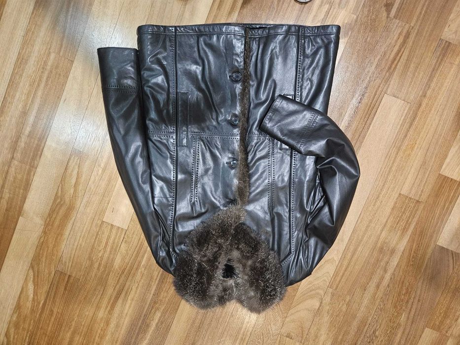 Geaca de piele si blana de nurca