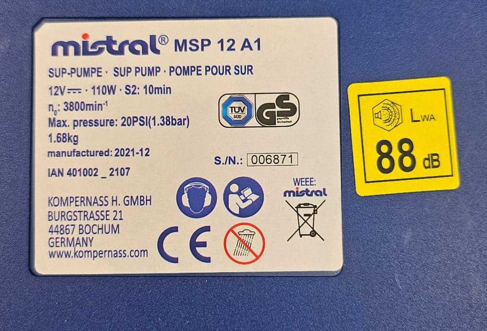 Помпа/компресор за SUP борд, каяк