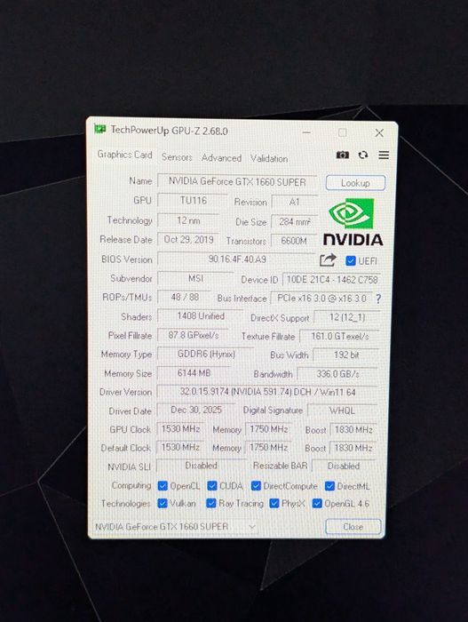 Vând placa video Nvidia GeForce GTX 1660 Super Msi gaming X