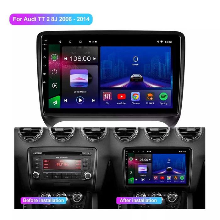 Мултимедия за Audi TT 2DIN плеър Екран Android Навигация Двоен дин