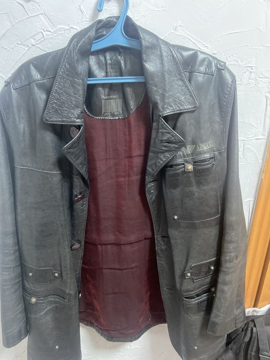 Кожаный сюртук Emporio Armani