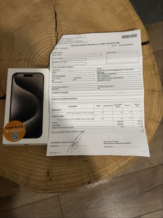 Iphone 15 pro 256gb natural titanium NOU