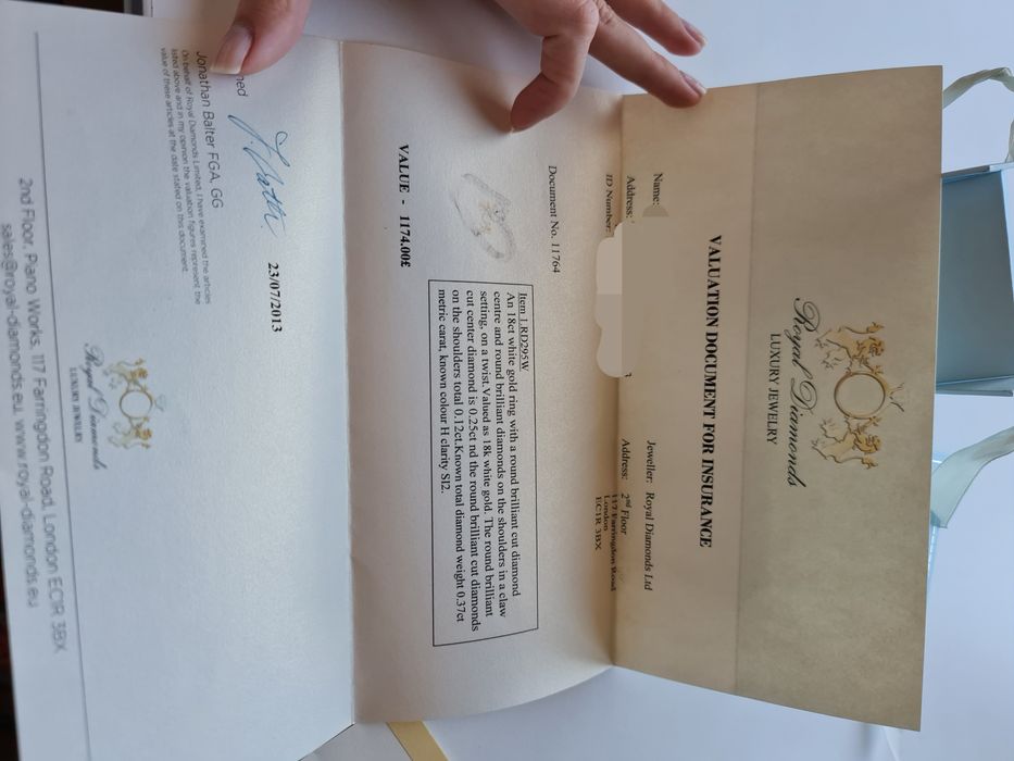 Inel de logodna, aur alb 18K și diamante