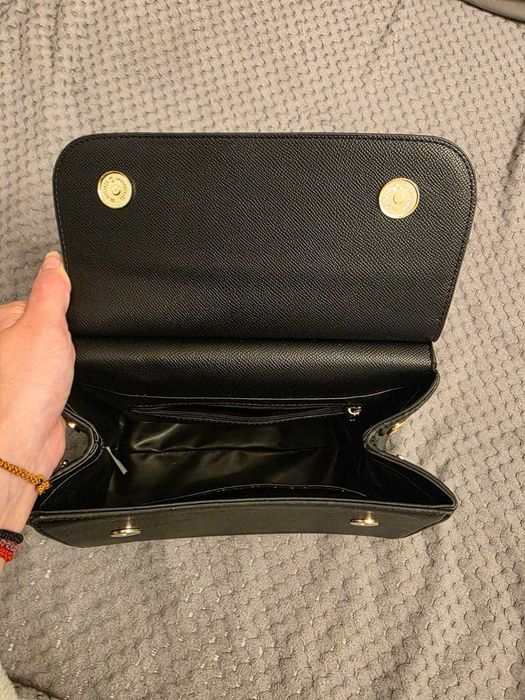 Geantă Dolce & Gabbana Sicily Medium - Neagră, Textură Saffiano