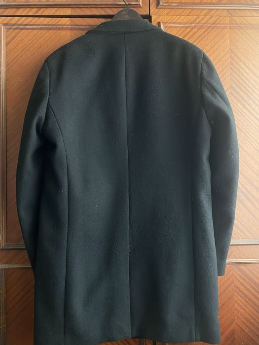 пальто черное полушерстянное jack & jones