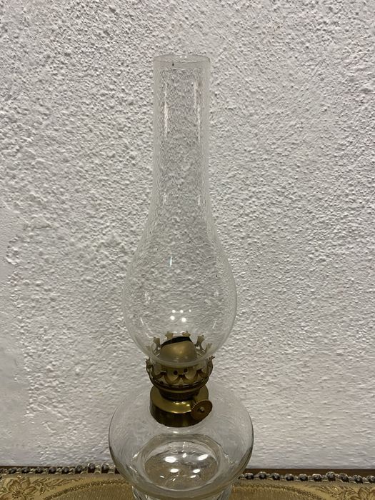 Настолна стъклена лампа със стъклен абажур Чехословакия 1930 1950