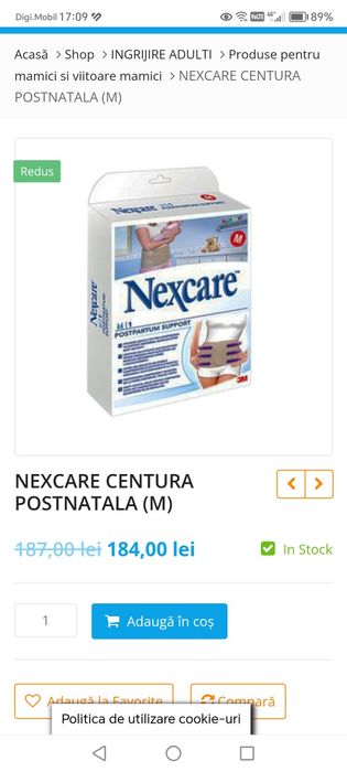 Centură postnatala Nexcare mărimea M