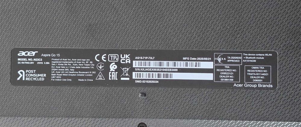 Лаптоп Acer Aspire Go 15 AG15-71P 32гб Windows 11Pro