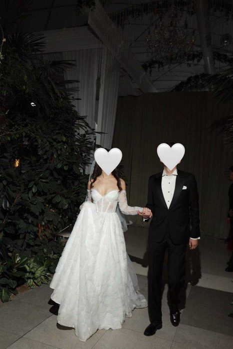 Свадебное платье мечты — корсет, шлейф, фата, бисер, на размер S-M