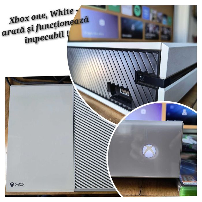 Xbox One, Alb, 500GB + 2 controllere + 13 jocuri – stare IMPECABILĂ !