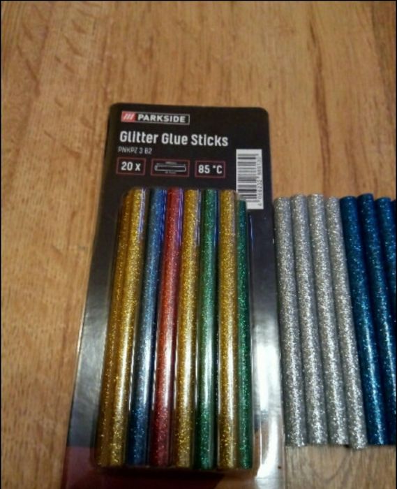 Set 20 batoane silicon colorat cu sclipici,diametru 7mm,10cm