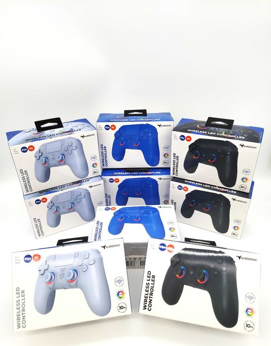 Чисто НОВИ Безжични контролери Subsonic - LED/ за PS4 и PC