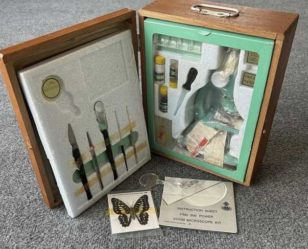 Японски Микроскоп Tasco 1970г (600 Power Microscope Kit) в дървена кутия