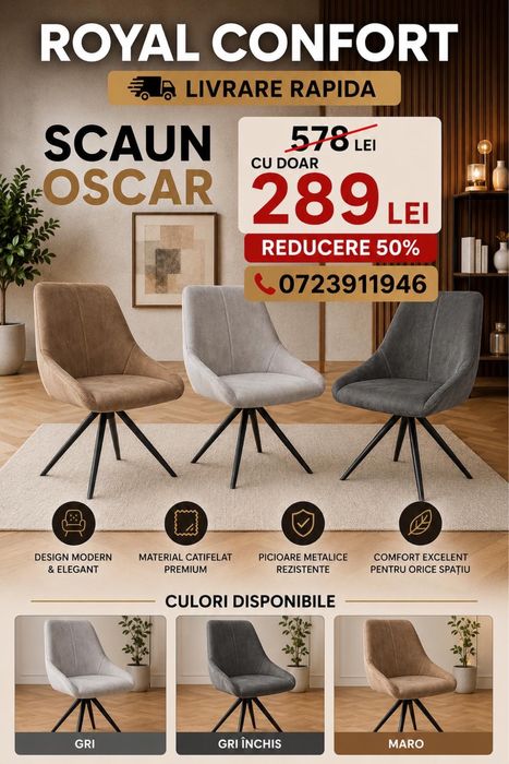 SCAUN OSCAR – Perfect pentru Living și Restaurant