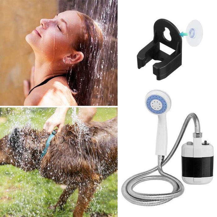 Dus portabil pentru camping cu acumulator 2200mAh 1.5m furtun USB