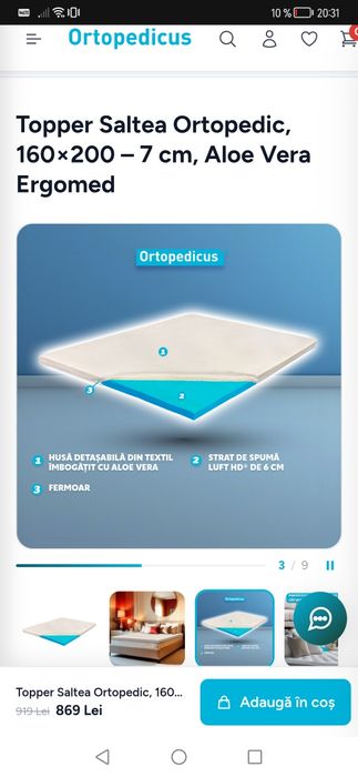 Canapea extensibilă ANICA (Staer) NOUĂ + topper ortopedic 160x200 nou