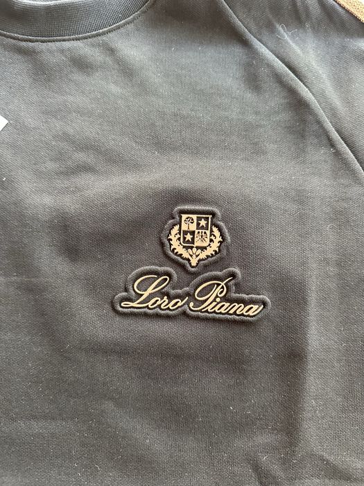 Мъжки,памучен,черен къс комплект Loro Piana с бродирано лого