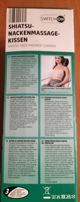 Pernă masaj Shiastru cu funcție de încălzire, pentru gât și picioare