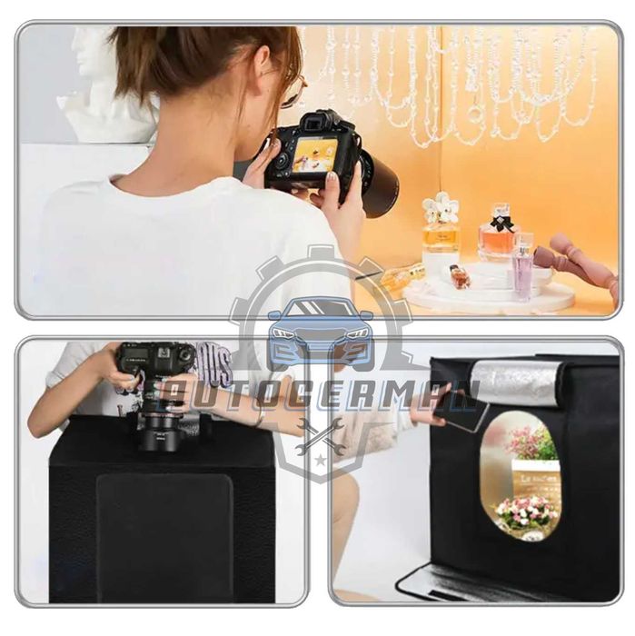 Фото кутия фотобокс 80см в комплект с осветление 4 фона нови