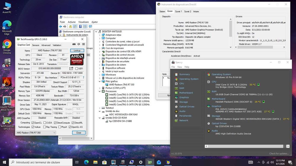 Pc HP i5 3470 16GB video Amd R7 350 4gb GDDR5 hard Compaq Elite 8300