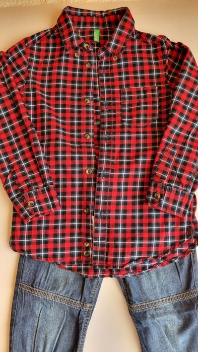 Риза и дънки с подплата Benetton, размер 110 см. (4-5 г.)